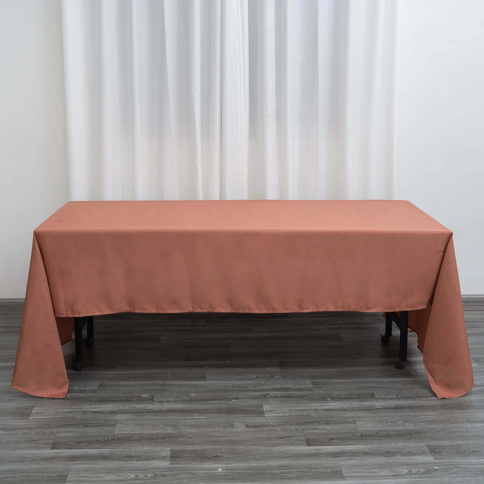Polyester 60"x126" Rectangle Tablecloth Terracotta (Rust) - Wrinkle-Resistant Table Cover