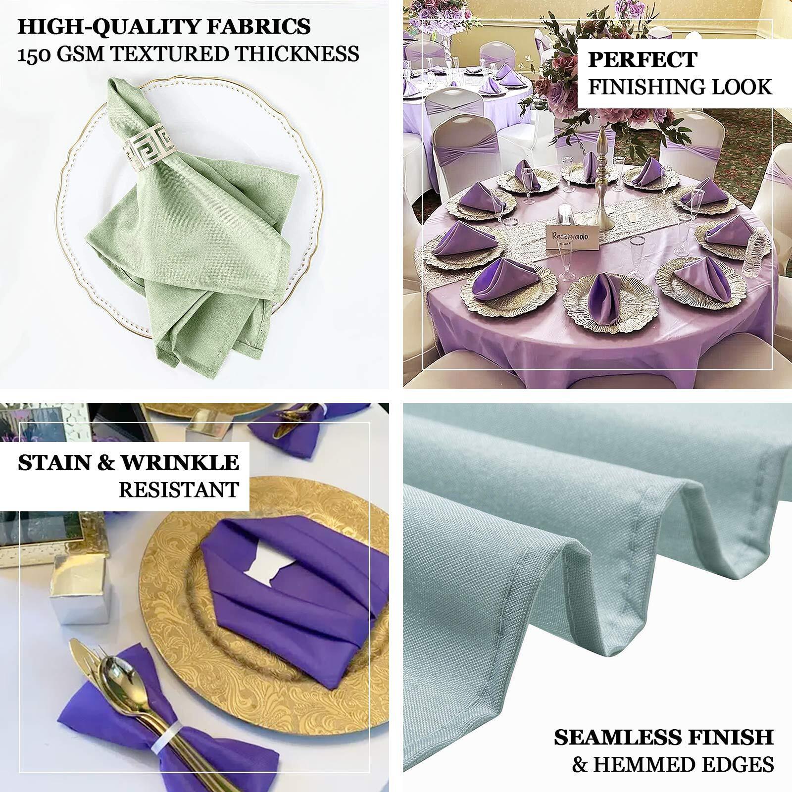 5 Pack Polyester 20"x20" Napkins Violet Amethyst - Wrinkle Resistant & Easy Care Cloth Napkins