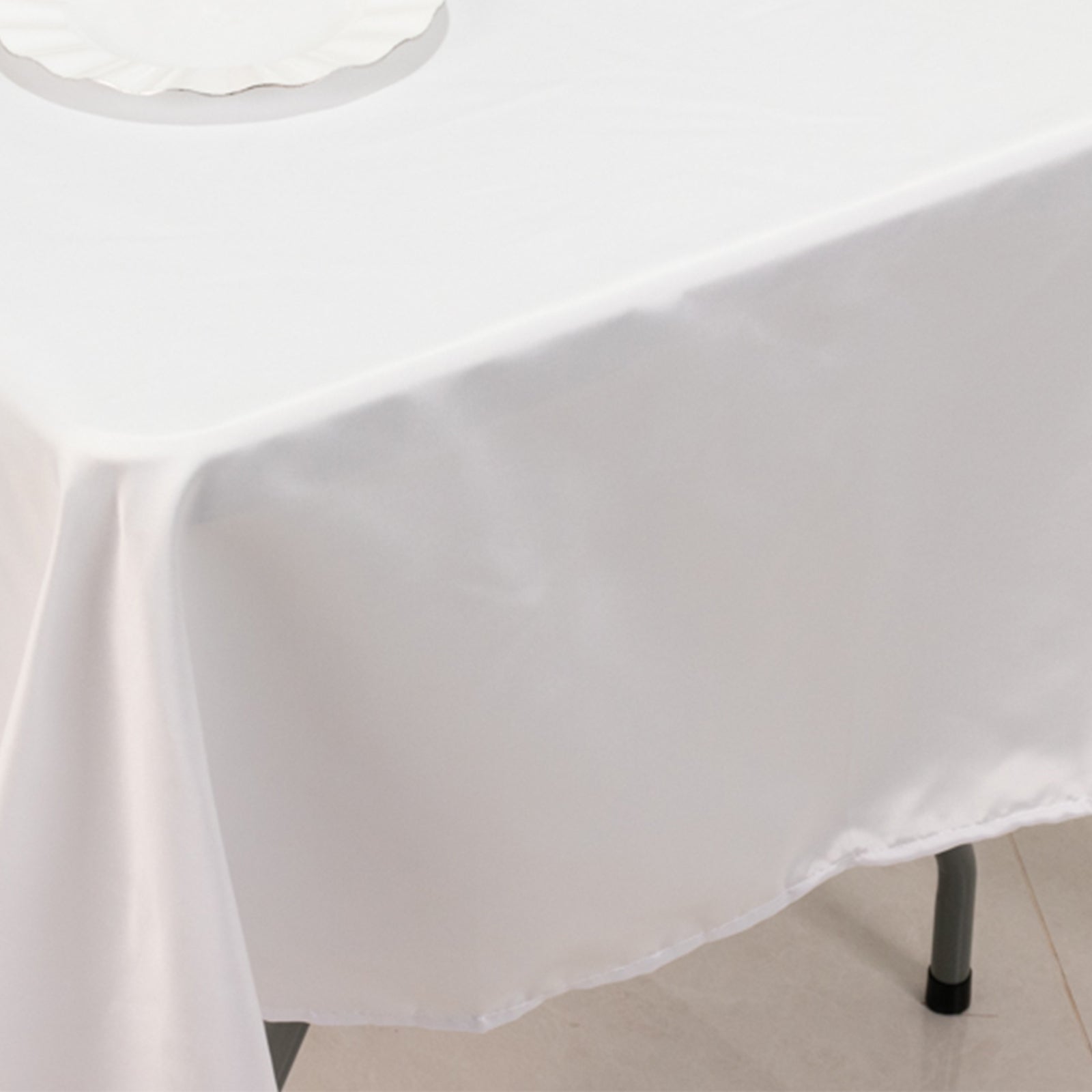 Lamour Satin 60"x102" Rectangle Tablecloth White - Durable & Silky Soft Feel Table Cover for Weddings & Banquets