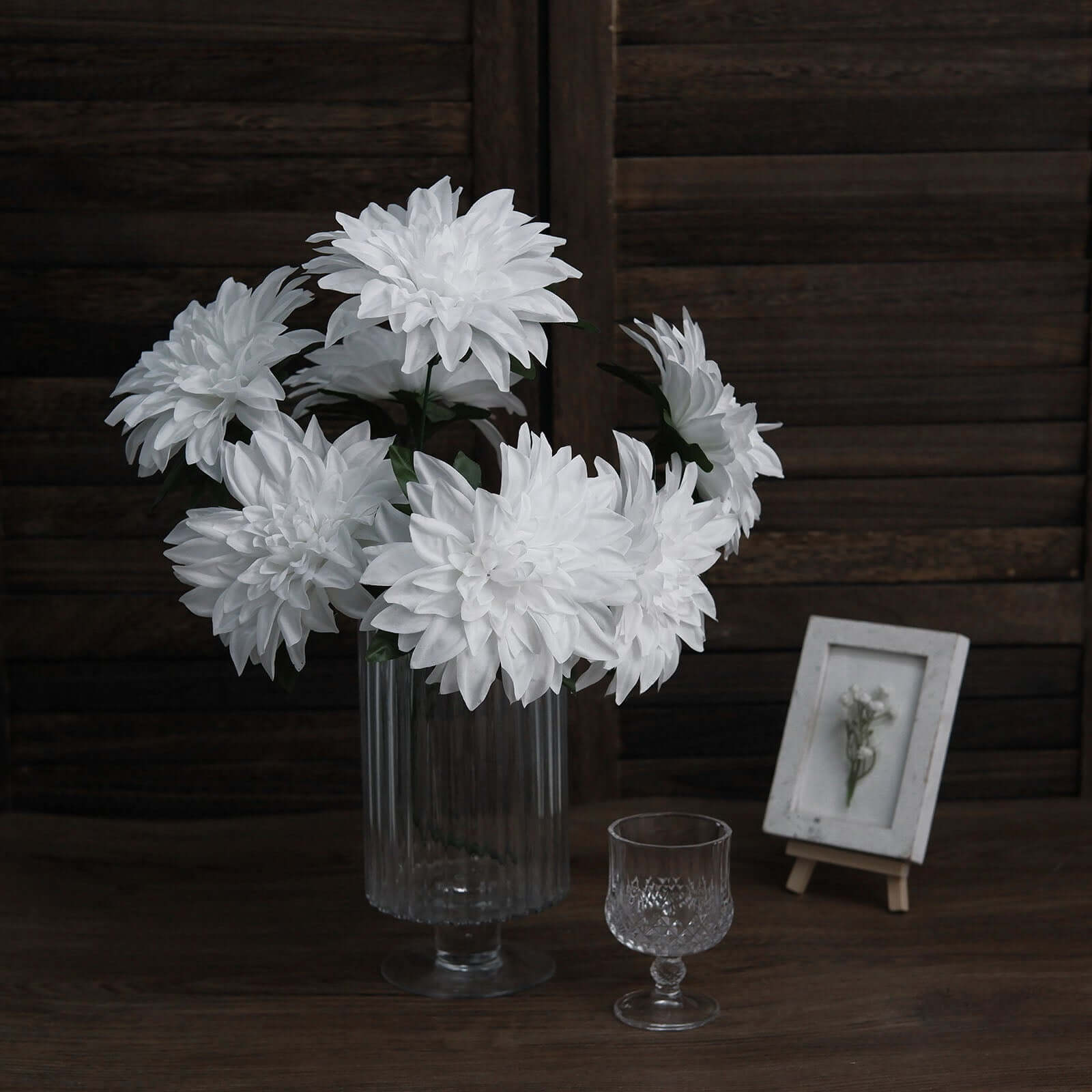 2 Bouquets 20" White Artificial Silk Dahlia Flower Spray Bushes