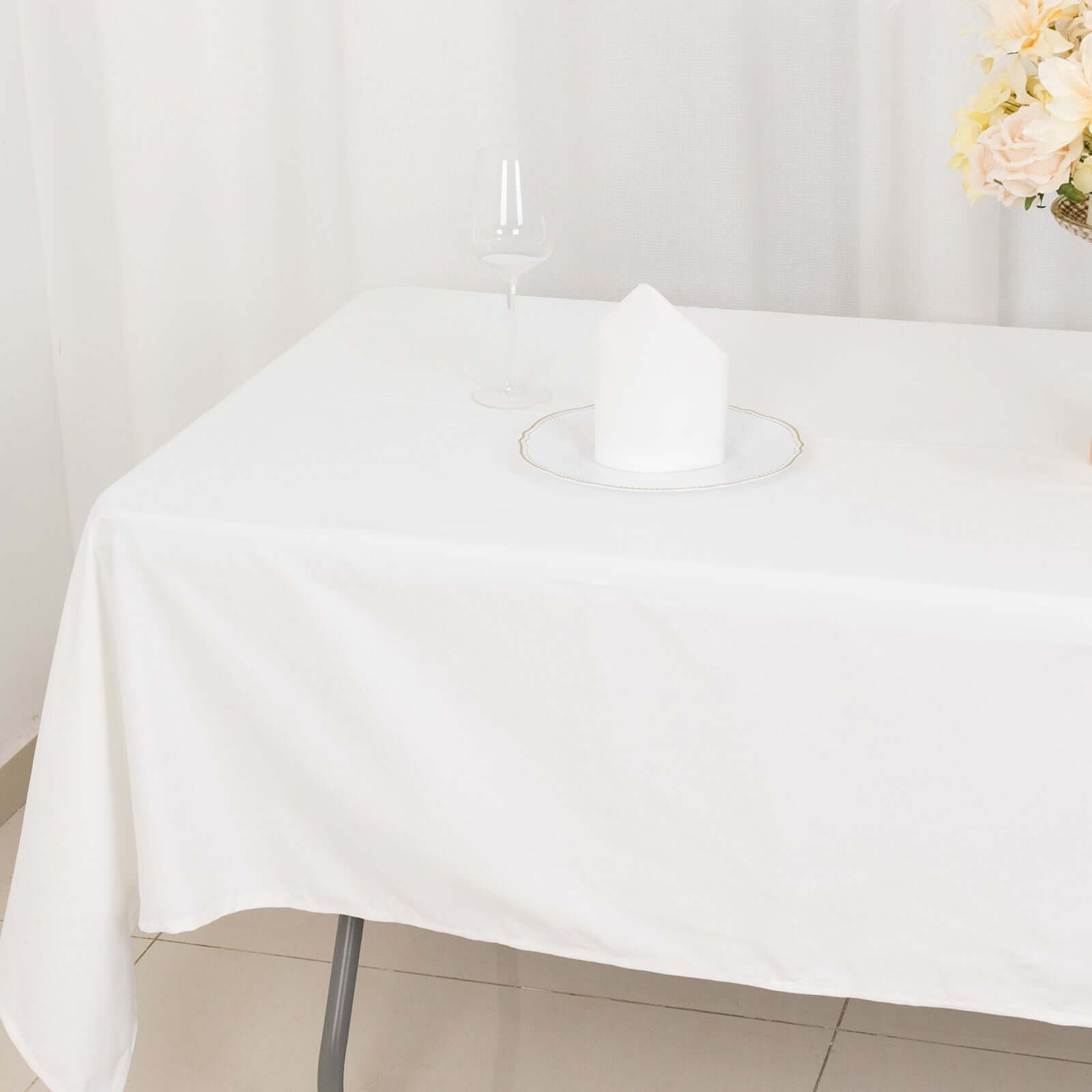 100% Cotton 60"x102" Rectangle Tablecloth White Linen - Soft & Breathable Table Cover