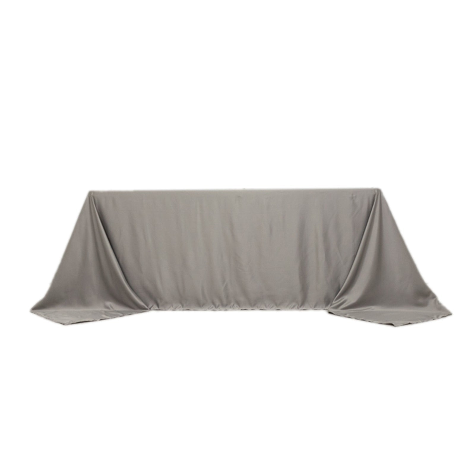 Lamour Satin 90"x132" Rectangle Tablecloth Silver - Soft & Silk-Like Seamless Table Cover