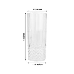 6-Pack Plastic Cocktail Tumblers Clear Transparent Crystal Cut Style - Shatterproof Highball Glasses 14oz