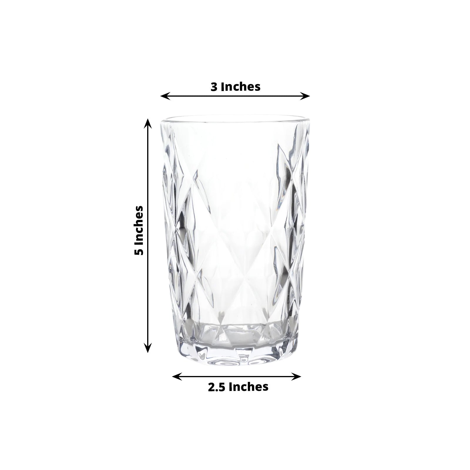 6-Pack Whiskey Glasses Clear Textured Crystal Cut Design with Heavy Base - Highball Tumblers for Parties & Events 12oz 5"