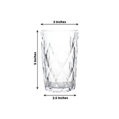 6-Pack Whiskey Glasses Clear Textured Crystal Cut Design with Heavy Base - Highball Tumblers for Parties & Events 12oz 5"