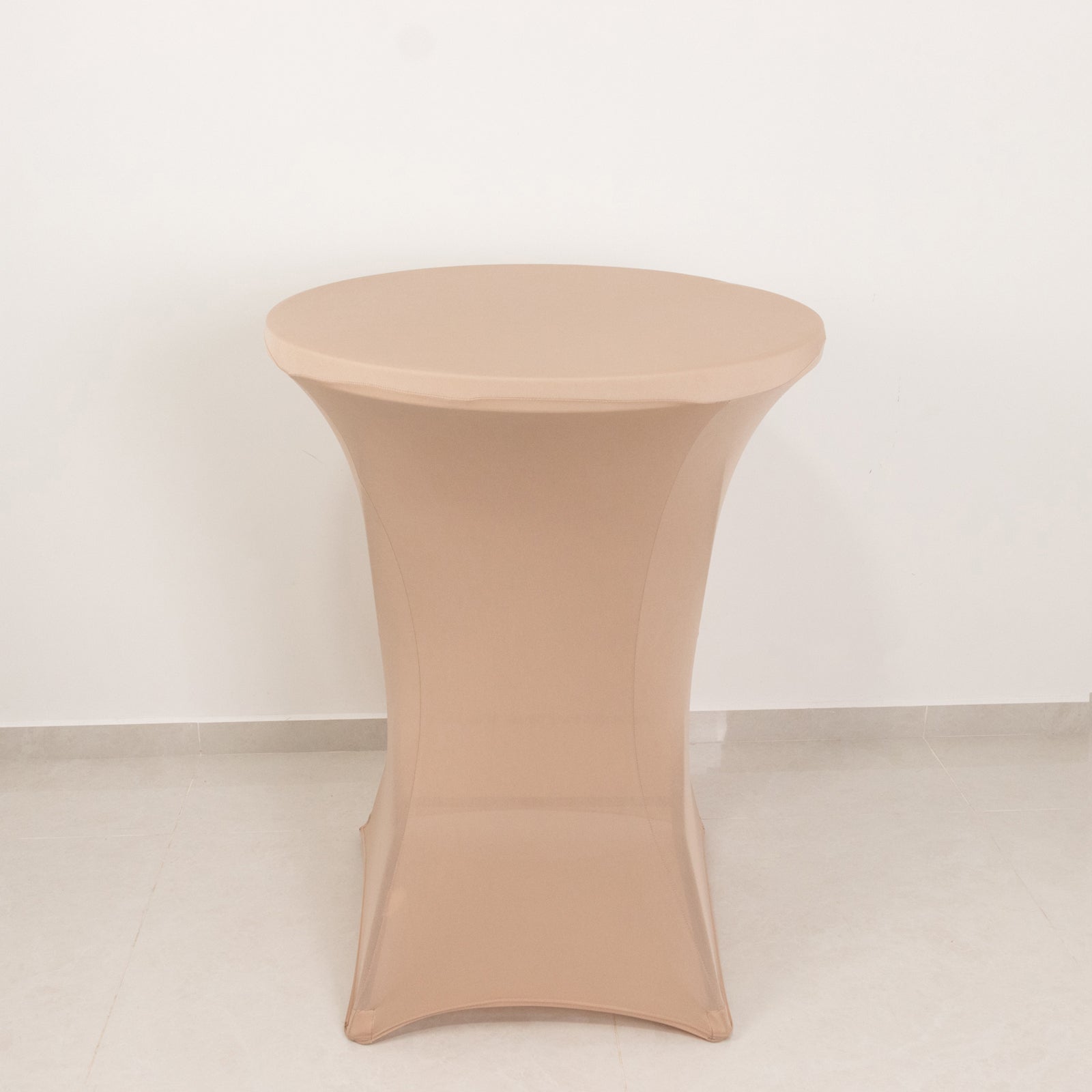 Spandex 30" Round Cocktail Table Cover Nude - Easy to Maintain Stretch Fitted Highboy Tablecloth