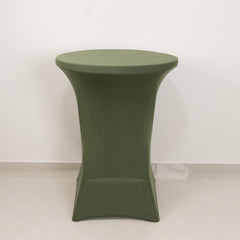 Spandex 30" Round Cocktail Table Cover Dusty Sage Green - Easy to Maintain Stretch Fitted Highboy Tablecloth
