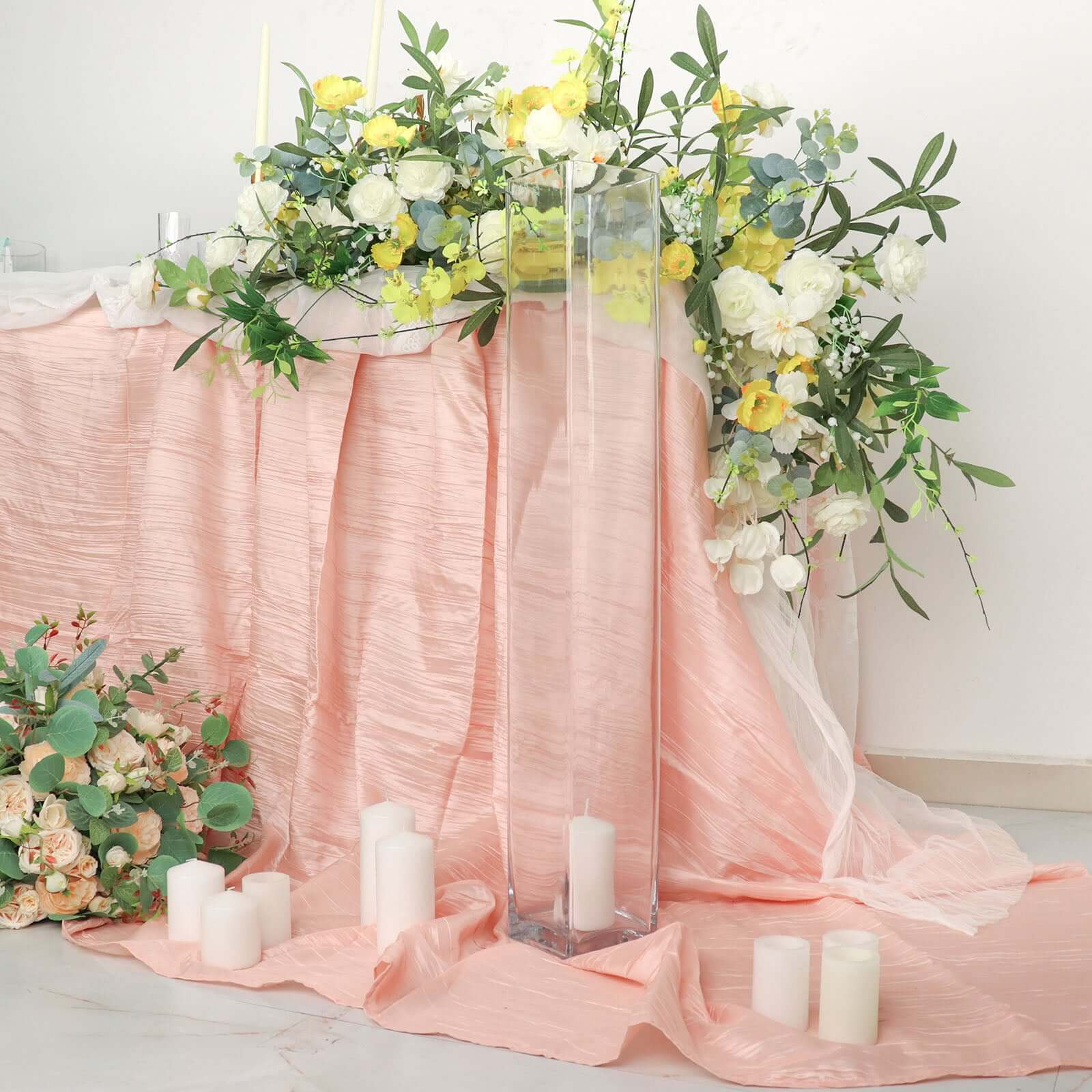 2-Pack Glass Cylinder Vases Square Clear - Durable Heavy Duty Floral Centerpieces for Weddings 32"