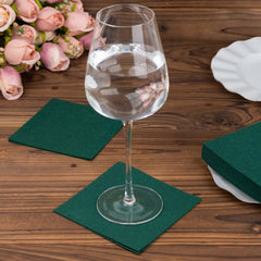 20 Pack Linen-Like Paper 5"x5" Napkins Hunter Emerald Green - Highly Absorbent Airlaid Napkins