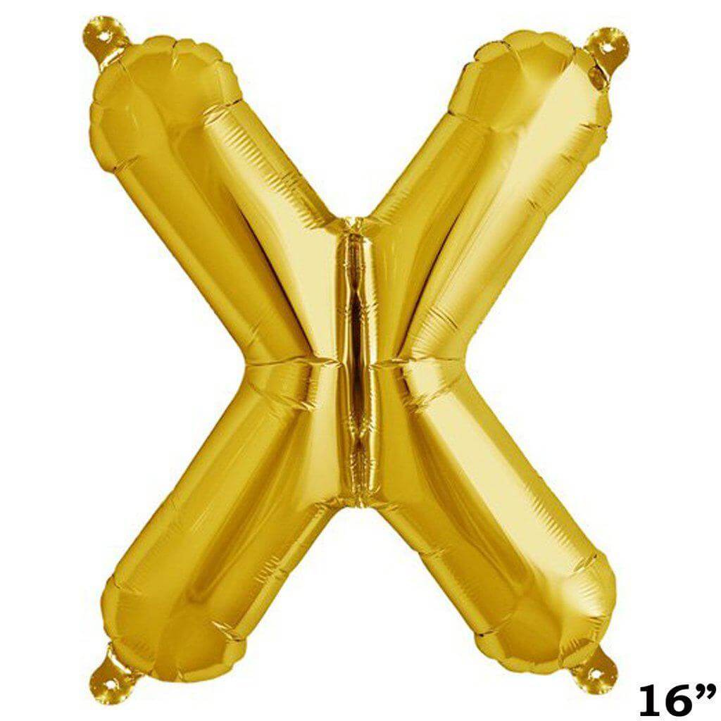 13" Gold Letter & Number Balloons, Shiny Metallic Mylar Foil Alphabet Balloons
