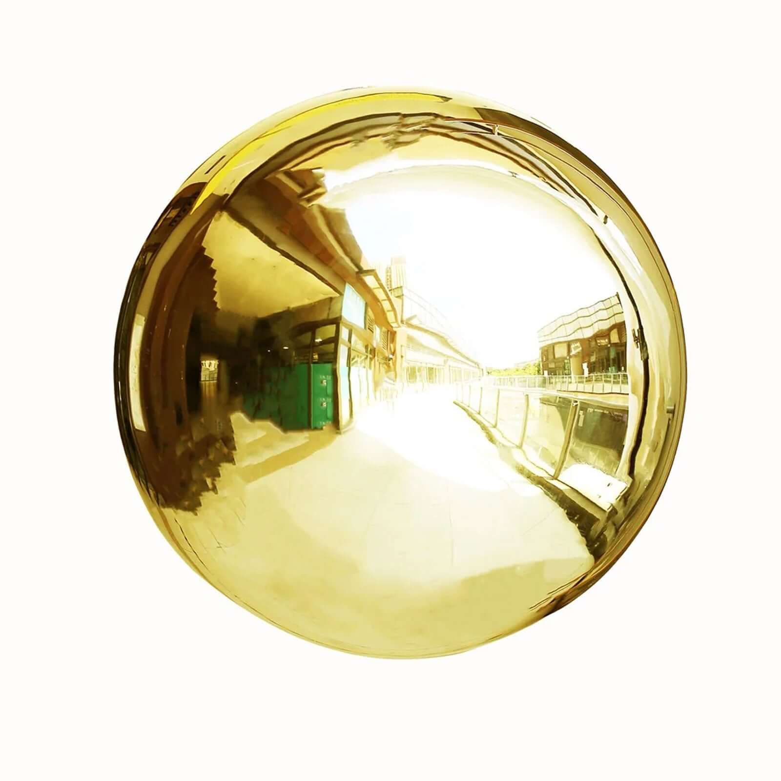Gazing Globe Mirror Ball Reflective Hollow Stainless Steel Gold Sphere - Decorative Garden Display Ornament 22"
