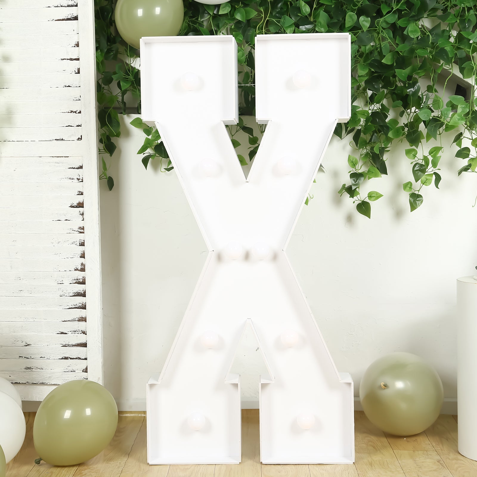 Giant LED Marquee Light Up Letter "X", White 4ft Pre-Cut Foam Board with 10 Warm White Battery Operated LEDs, Glue Gun and Sticks
