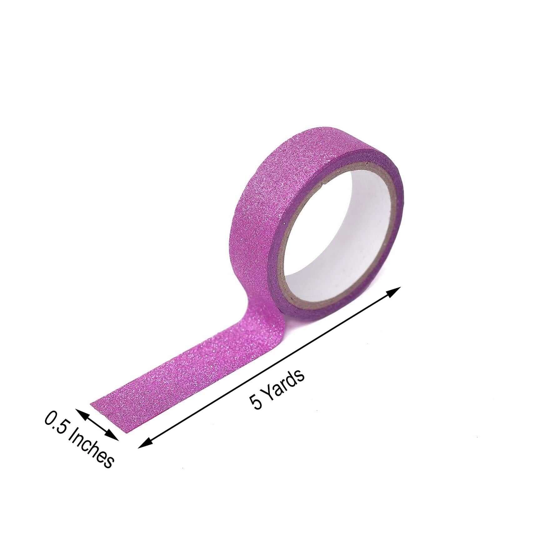5 Pack 5 Yards Hot Pink Washi Glitter Tape Self Adhesive Craft Decorative Tape