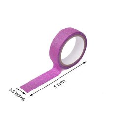 5 Pack 5 Yards Hot Pink Washi Glitter Tape Self Adhesive Craft Decorative Tape