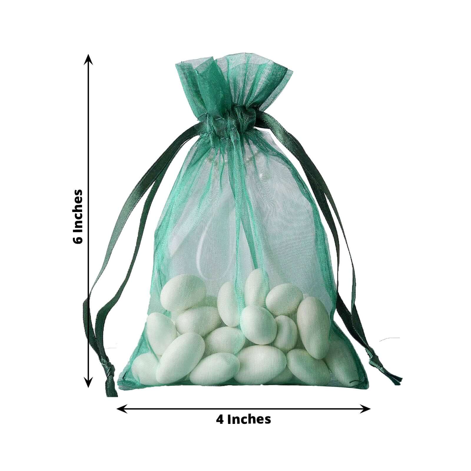 10 Pack 4"x6" Hunter Emerald Green Organza Drawstring Wedding Party Favor Gift Bags