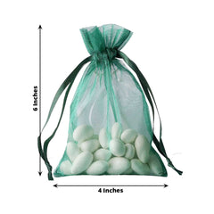 10 Pack 4"x6" Hunter Emerald Green Organza Drawstring Wedding Party Favor Gift Bags