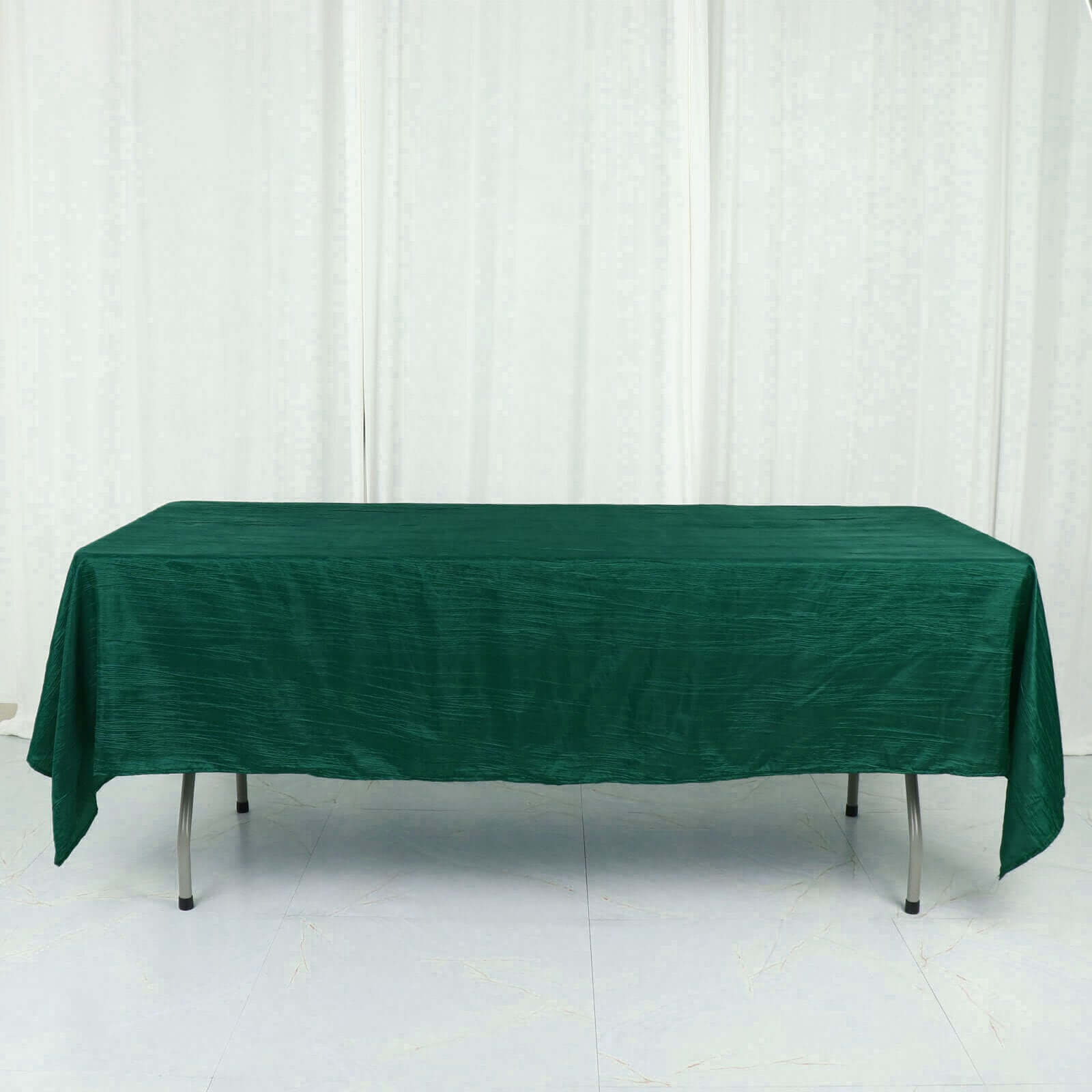 Taffeta 60"x102" Rectangle Tablecloth Hunter Emerald Green - Accordion Crinkle Table Cover
