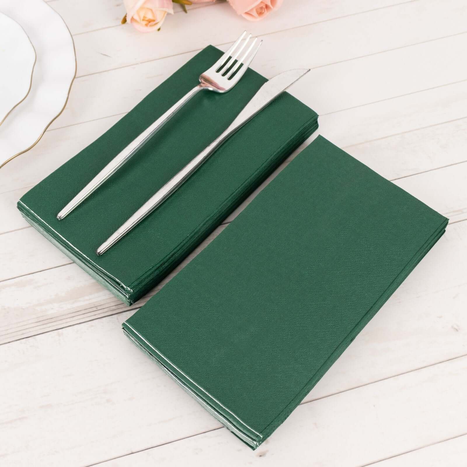 50-Pack Paper Napkins Hunter Emerald Green - Soft Disposable 2-Ply Dinner Napkins for Weddings