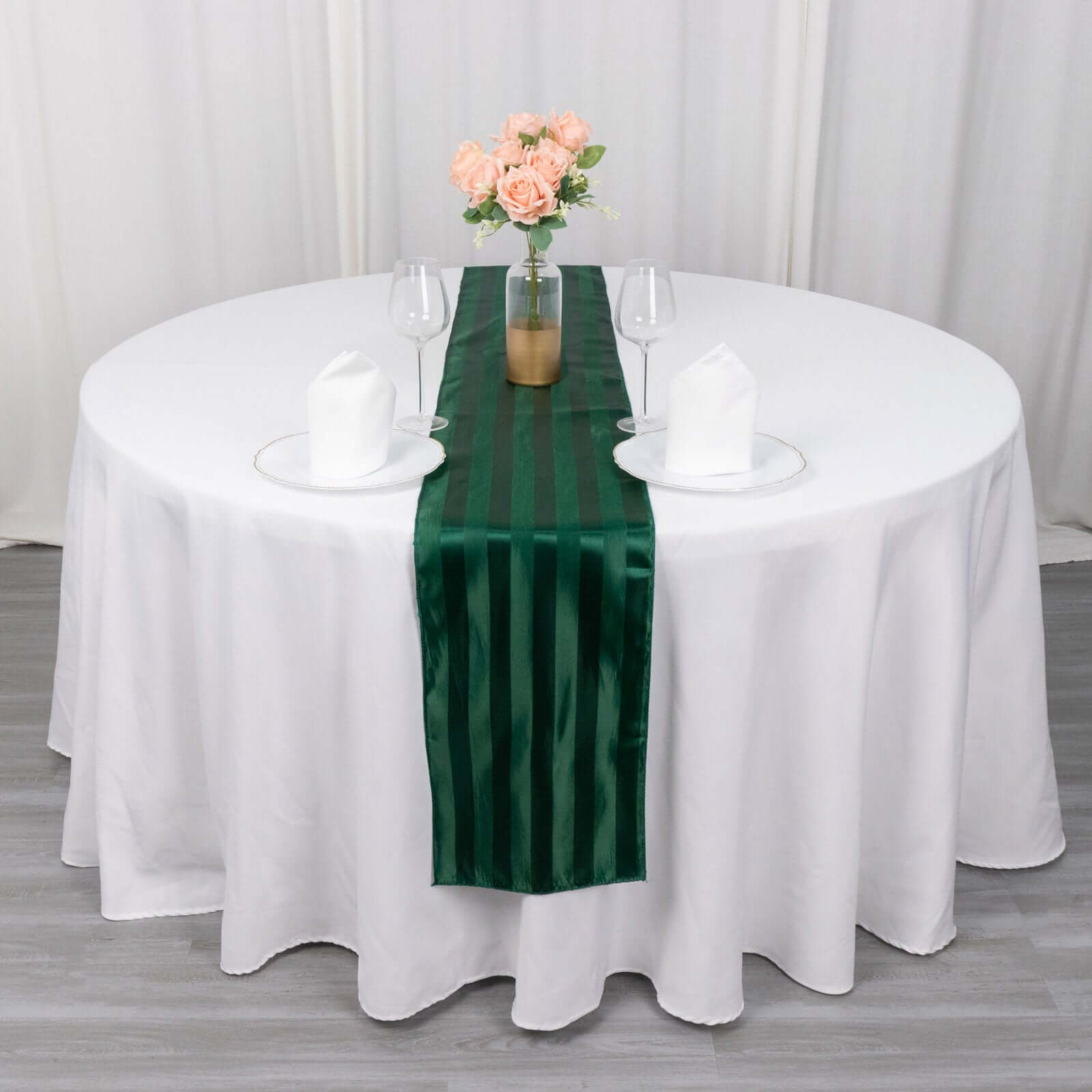 Satin 12"x108" Table Runner Hunter Emerald Green - Stripe Table Decor