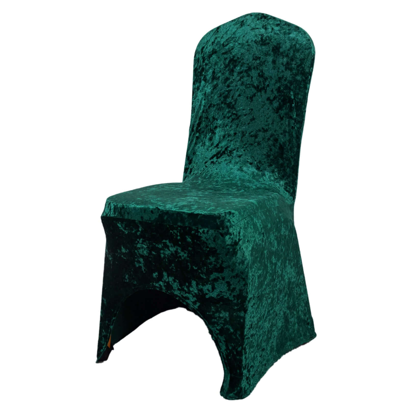 Crushed Velvet Spandex Banquet Chair Cover Fitted Slipcover Hunter Emerald Green - Stretch 190GSM Slipcover with Foot Pockets