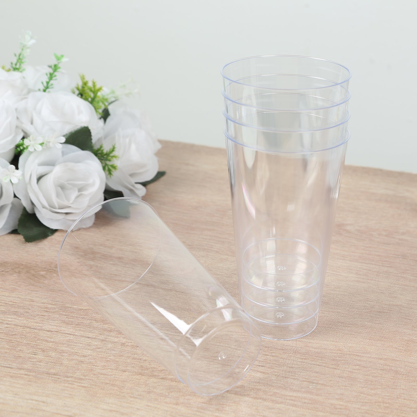 12-Pack Plastic Party Cups Clear - Durable Disposable Tumblers for Drinks 17oz 5.5"