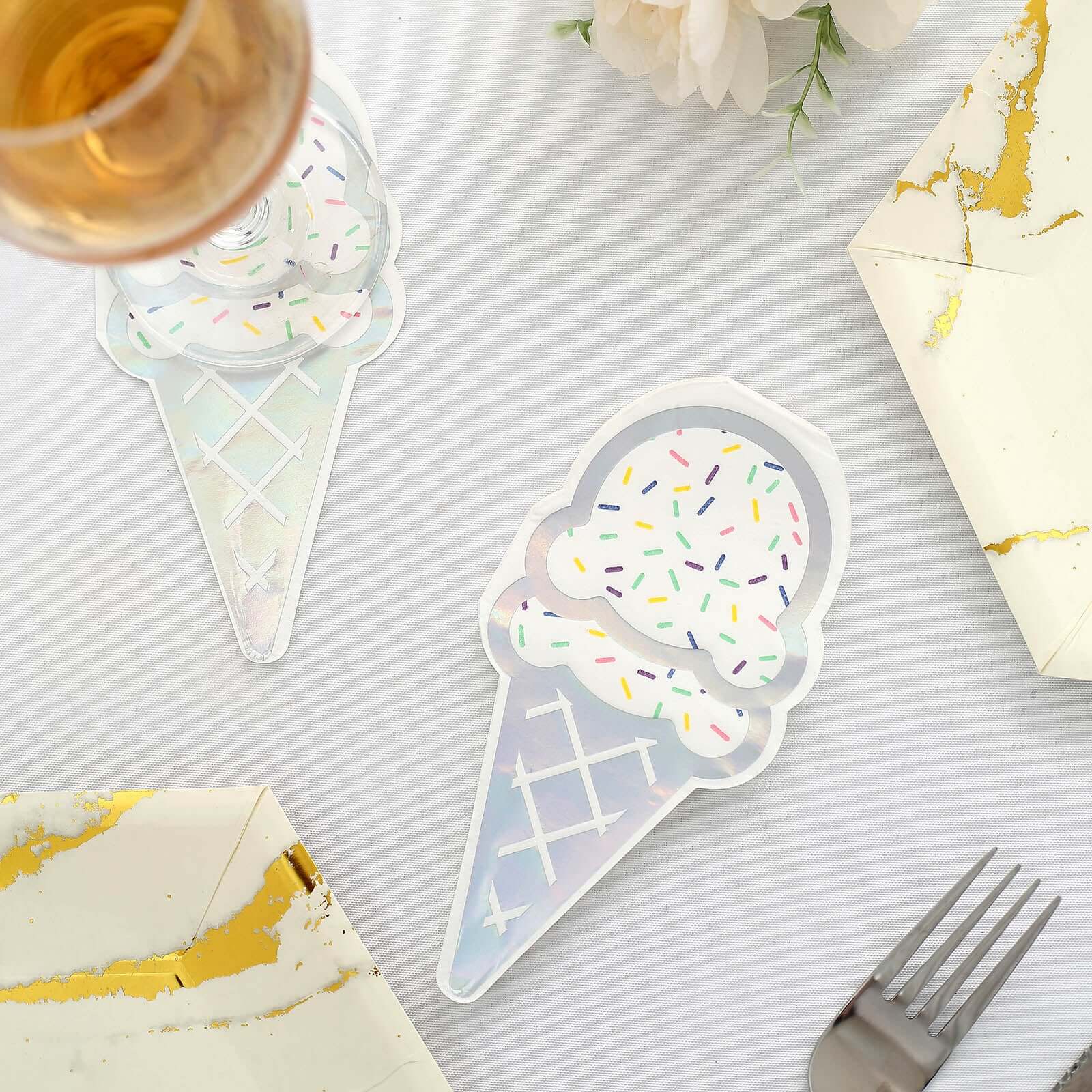 20-Pack Paper Cocktail Napkins with Cone Design - Unique Disposable Napkins for Parties 12"x6"