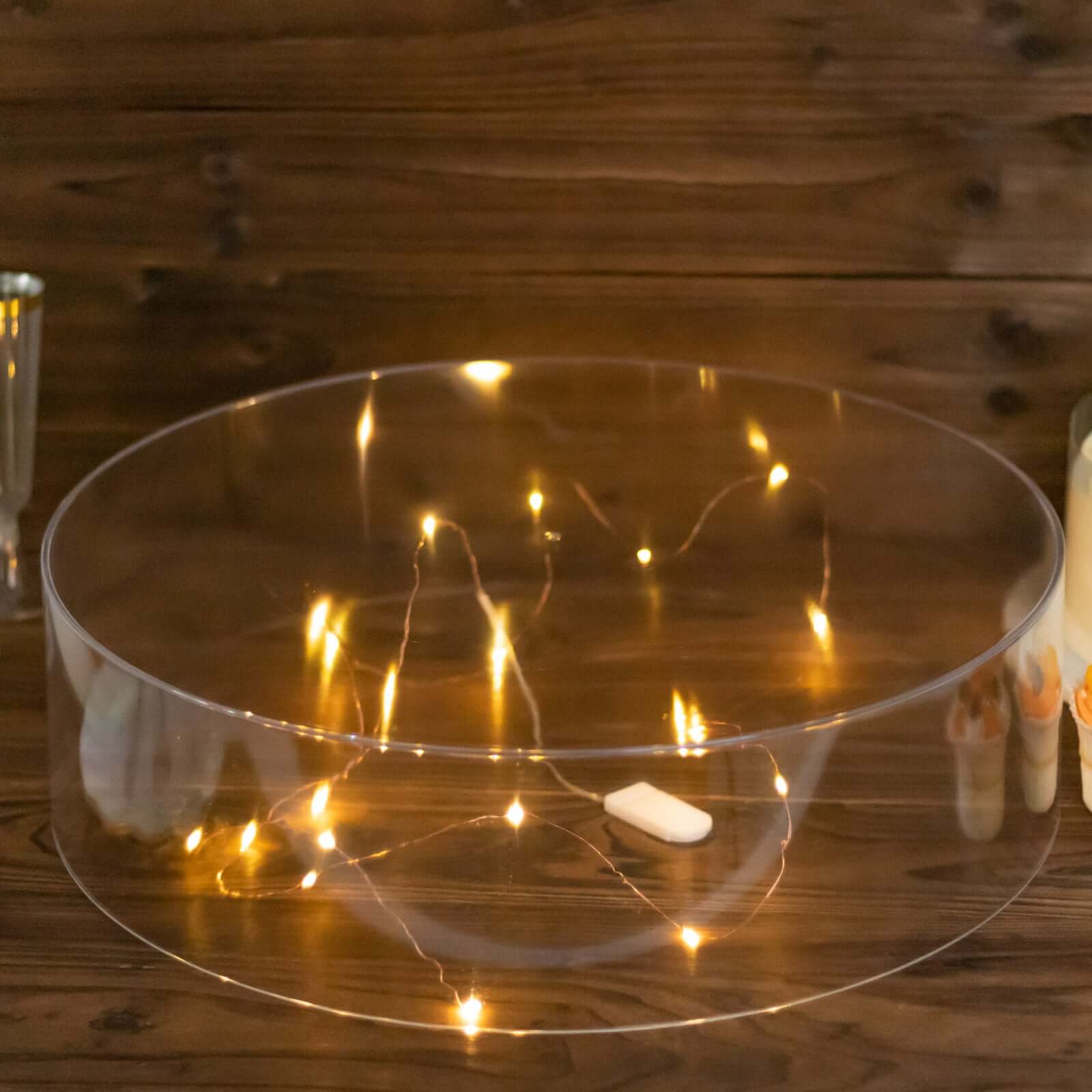 Acrylic Cake Stand Display Box Transparent Clear 18" Round - Decorative Pedestal Riser for Weddings