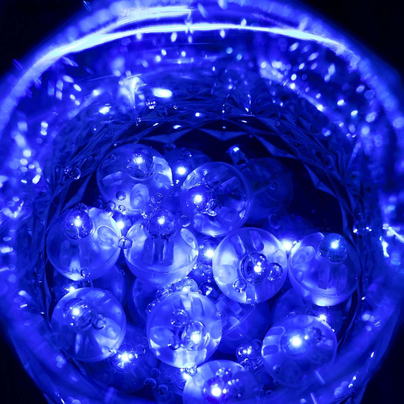 50-Pack LED Mini Balloon Lights Round Light Blue - Waterproof Battery Operated Balls 0.5"