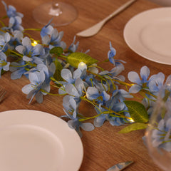 2-Pack Garland String Lights Jasmine Silk Flower Design Blue Warm White - Battery Operated Hanging Décor 6ft