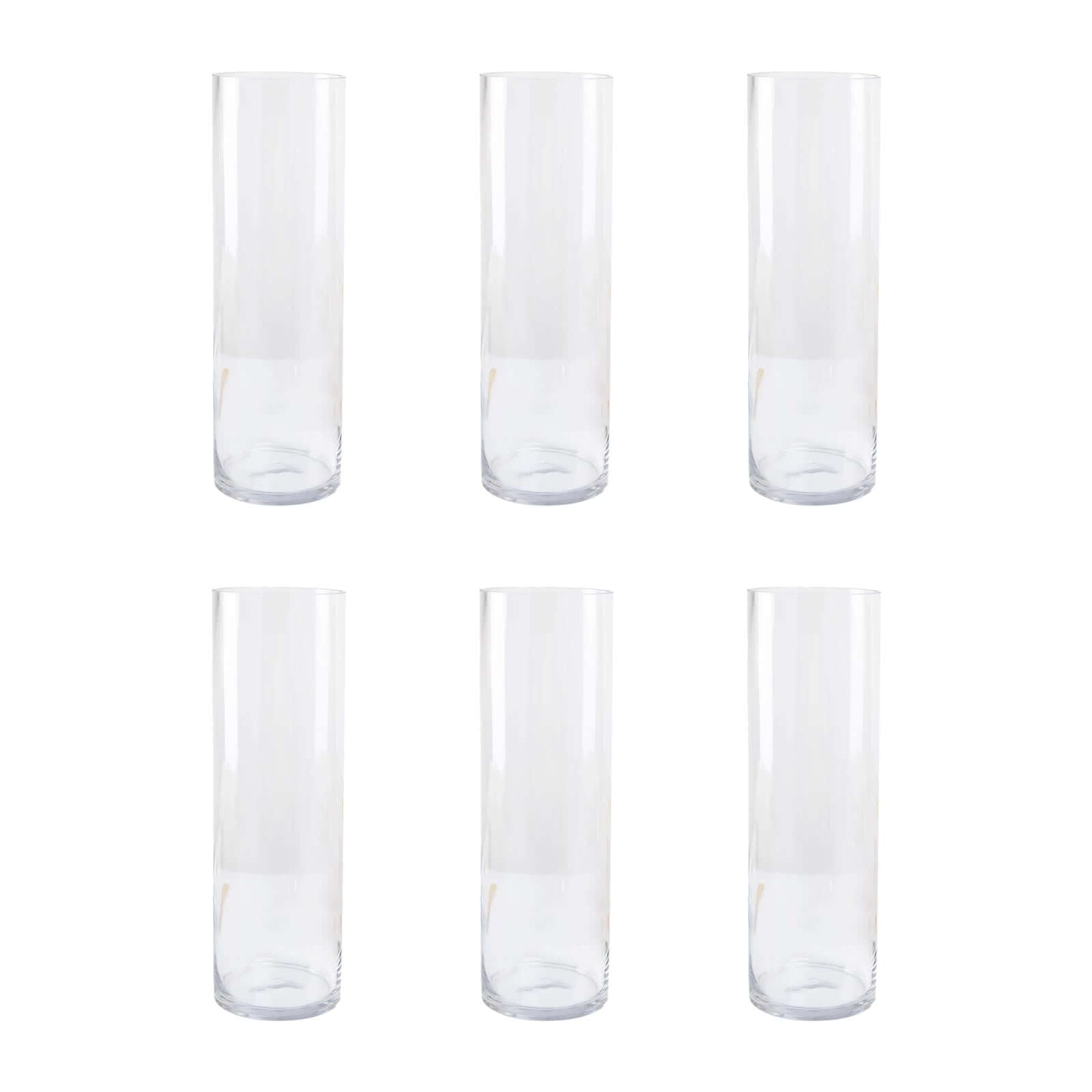 6-Pack Glass Flower Vases Cylinder Design Heavy Duty Clear - Stylish Centerpieces for Weddings 14"