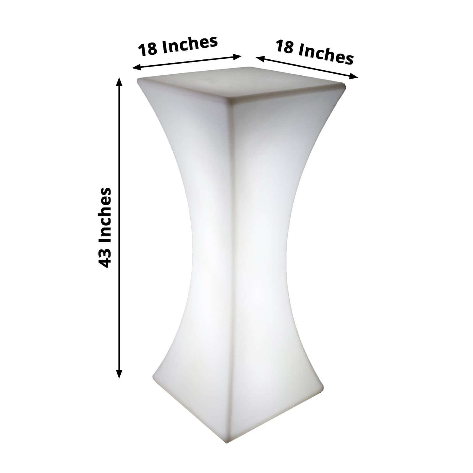 18"x43" Color Changing Cordless LED Light Up Cocktail Table, Rechargeable Waterproof Illuminated Furniture