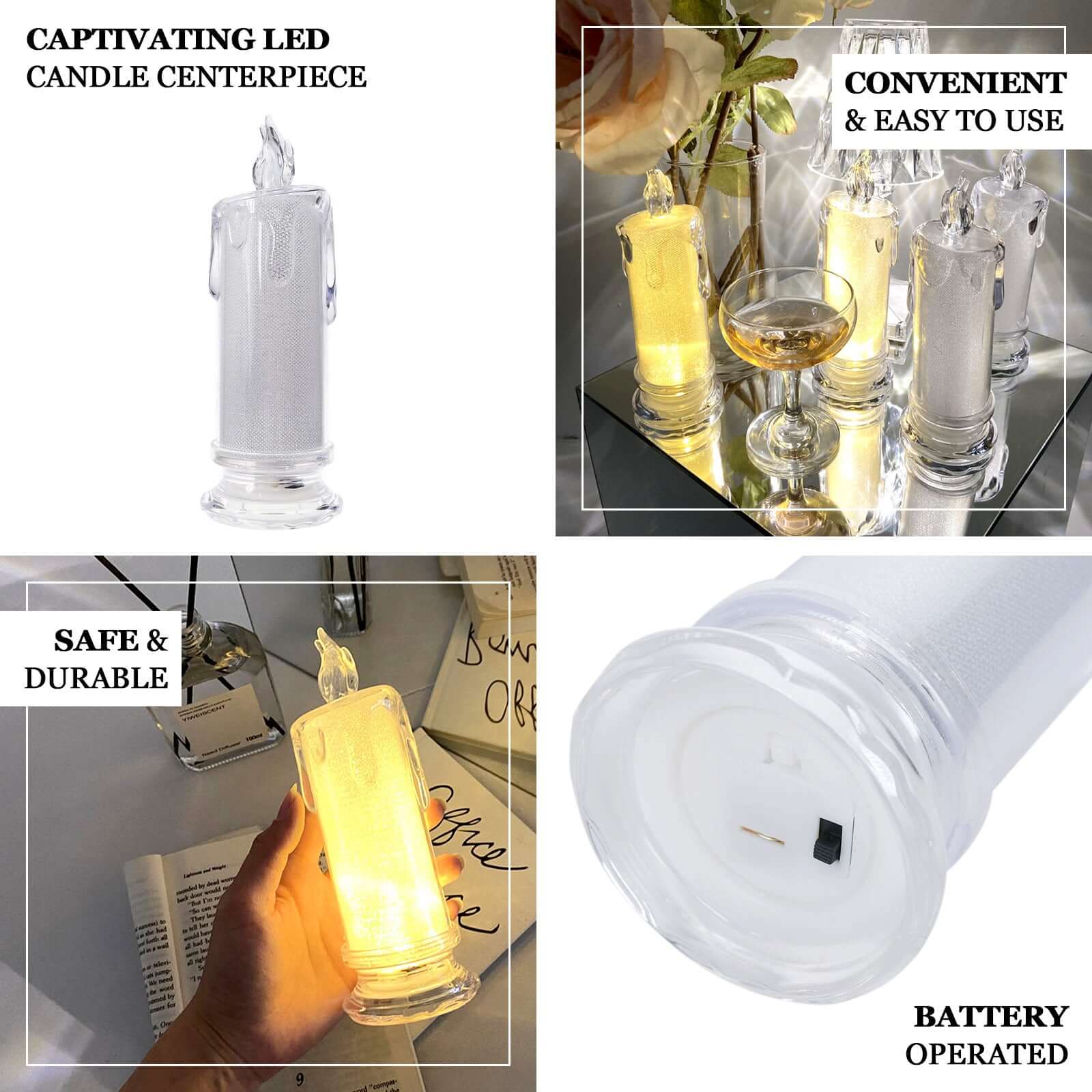 3-Pack LED Flameless Candle Lamp Warm White - Battery Operated Tea Light Candles 7"