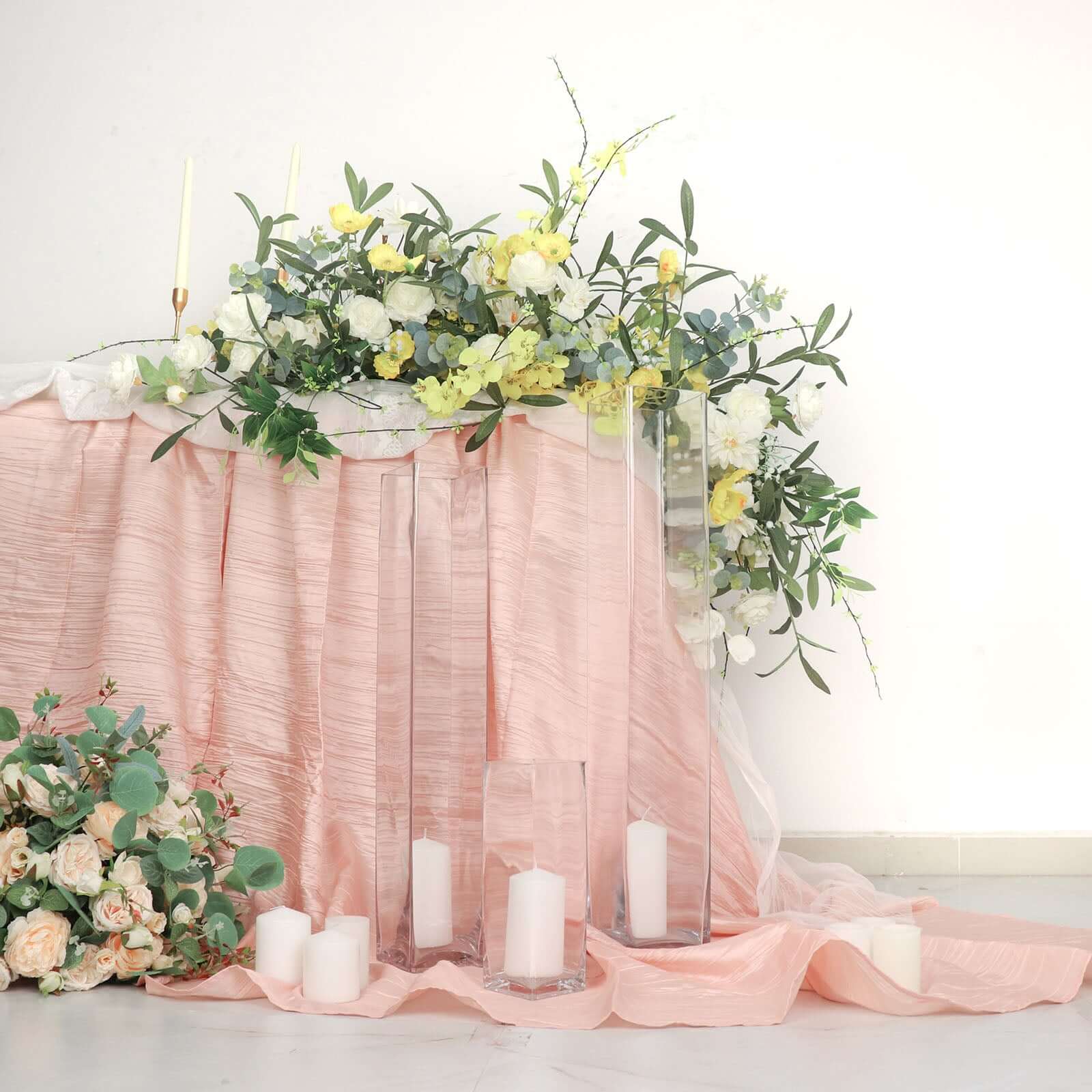 12-Pack Glass Cylinder Vases Square Clear - Durable Heavy Duty Floral Centerpieces for Weddings 10"