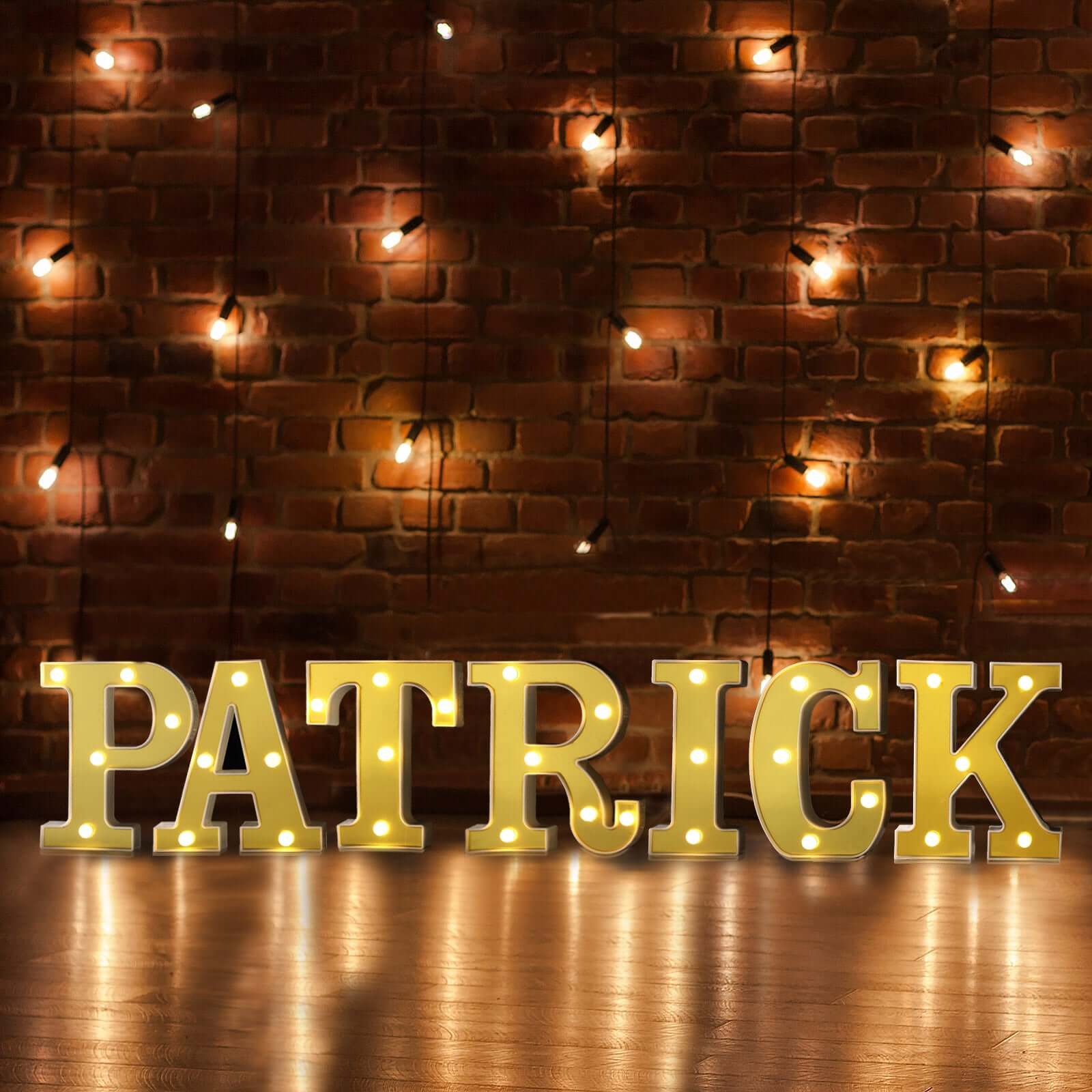 3D Marquee Letter "P" Warm White 5 LED Lights Gold - Chic Light-Up Decor for Events 6"