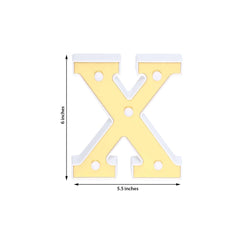 3D Marquee Letter "X" Warm White 5 LED Lights Gold - Chic Light-Up Decor for Events 6"