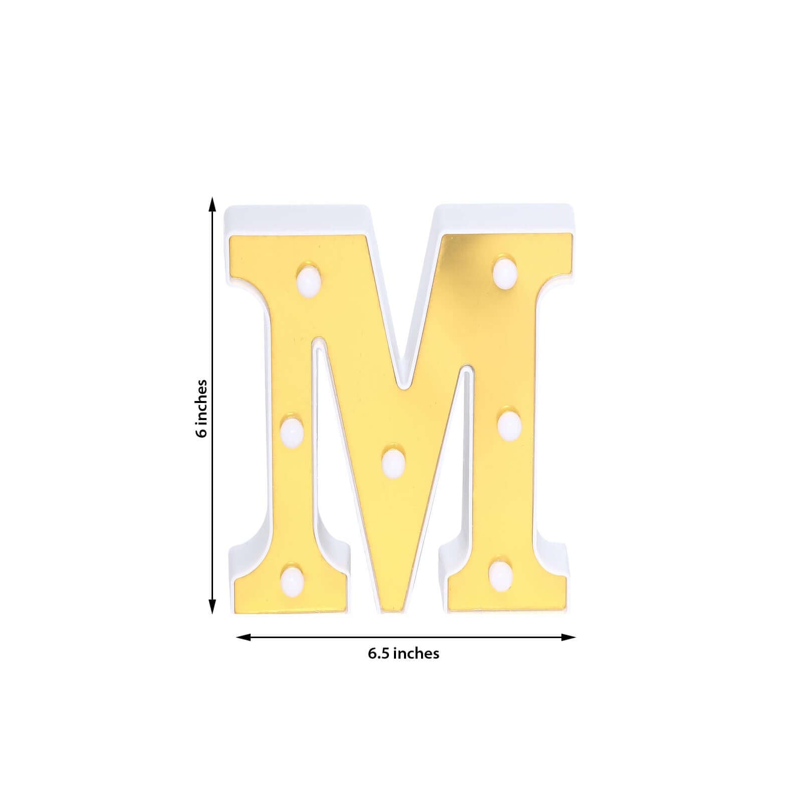3D Marquee Letter "M" Warm White 7 LED Lights Gold - Chic Light-Up Decor for Events 6"