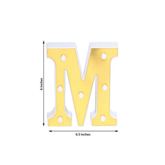 3D Marquee Letter "M" Warm White 7 LED Lights Gold - Chic Light-Up Decor for Events 6"