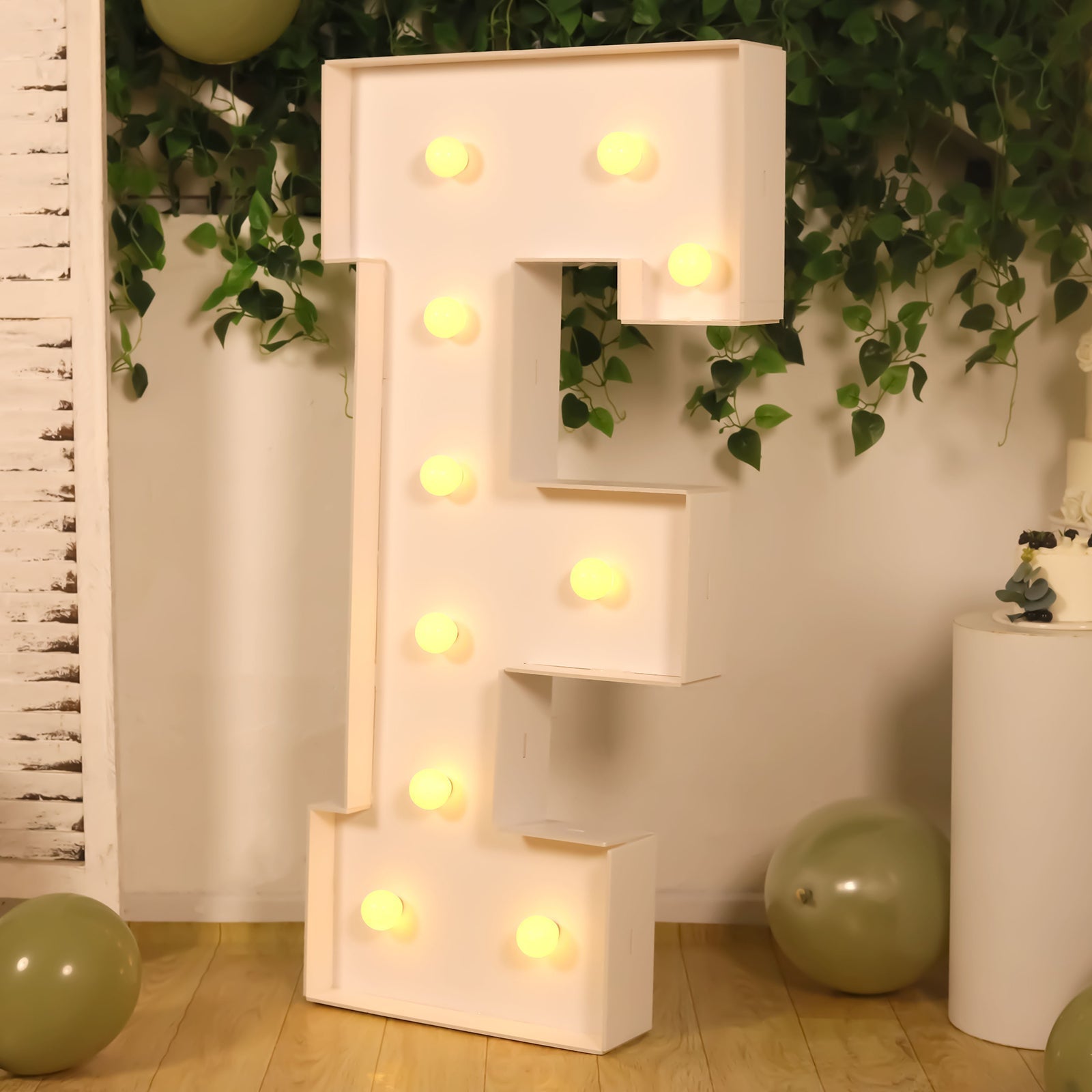 Giant LED Marquee Light Up Letter "F", White 4ft Pre-Cut Foam Board with 10 Warm White Battery Operated LEDs, Glue Gun and Sticks