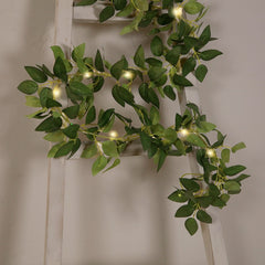 6ft Lighted Rose Leaf Vine, Artificial Greenery Garland String Lights for Home & Wedding Decor