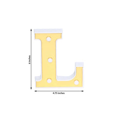 3D Marquee Letter "L" Warm White 4 LED Lights Gold - Chic Light-Up Decor for Events 6"
