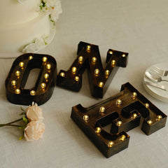 LED Marquee Letter "E" Industrial Style Antique Black - Light-Up Alphabet Sign for Weddings & Displays 9"