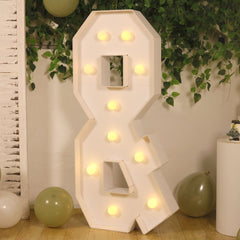 Giant LED Marquee Light Up Symbol "&", White 4ft Pre-Cut Foam Board with 10 Warm White Battery Operated LEDs, Glue Gun and Sticks