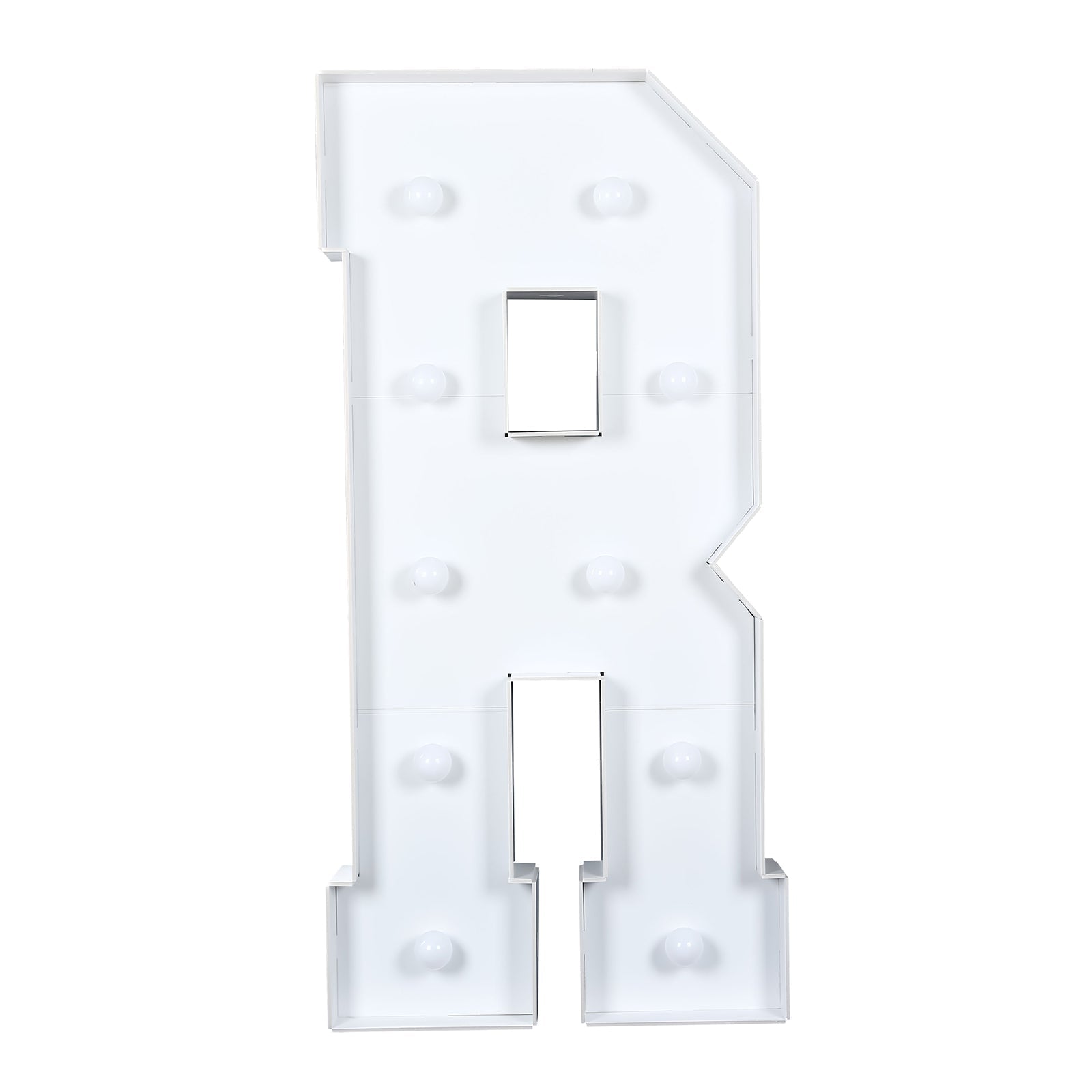 Giant LED Marquee Light Up Letter "R", White 4ft Pre-Cut Foam Board with 10 Warm White Battery Operated LEDs, Glue Gun and Sticks