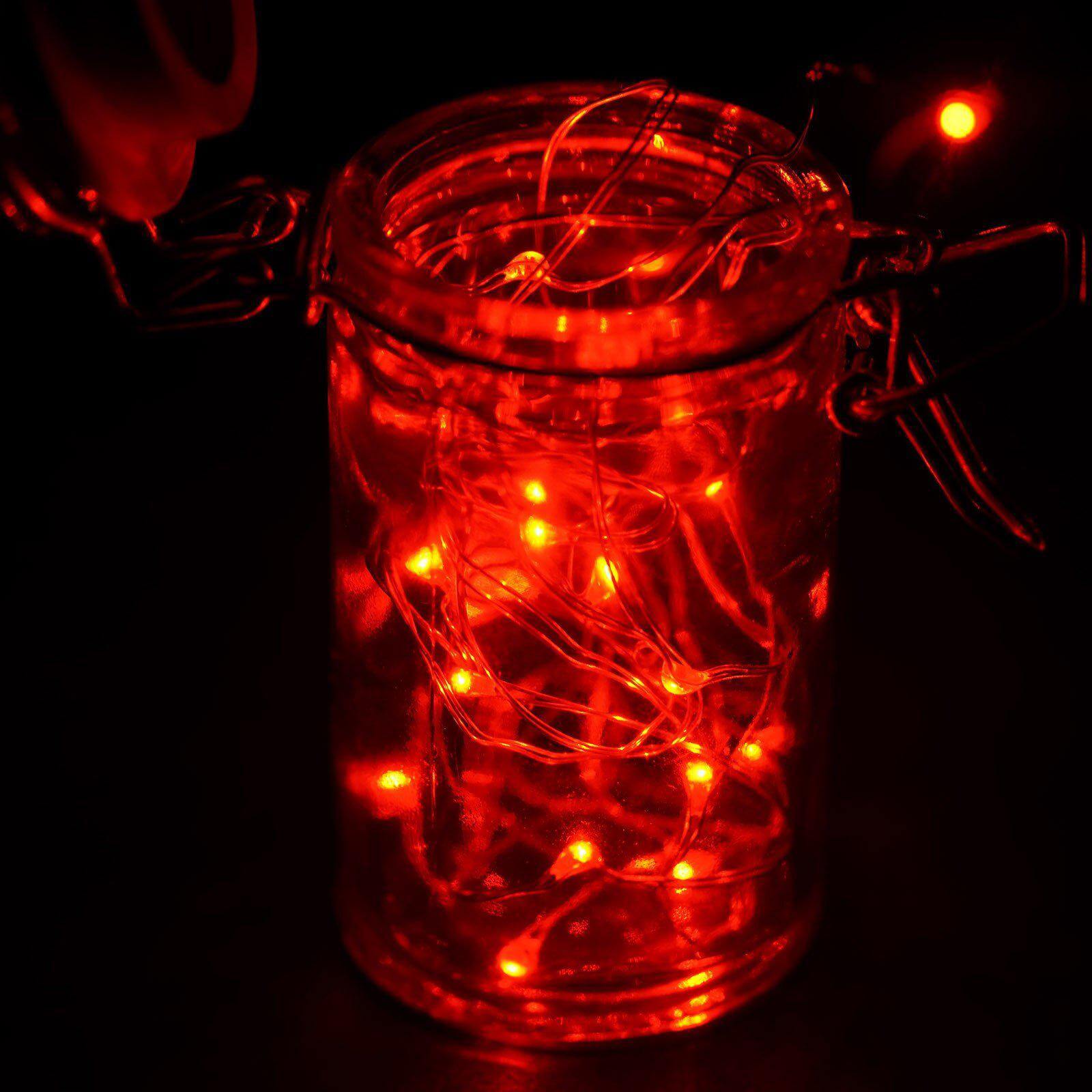 20 LED Micro Fairy String Lights Starry Bright Design Red - Battery Operated Party Accent 90"