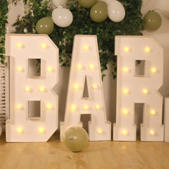 Giant LED Marquee Light Up Letter "B", White 4ft Pre-Cut Foam Board with 10 Warm White Battery Operated LEDs, Glue Gun and Sticks