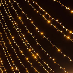 Warm White 600 LED Twinkle Fairy Lights with 8 Modes, Plug In Connectable Curtain String Lights - 10ftx20ft