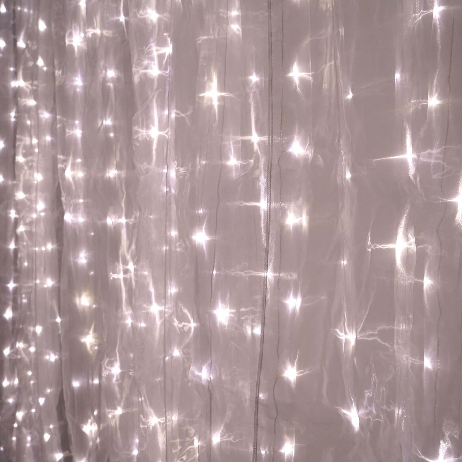 20ftx10ft White Sheer Organza w Warm LED Lights Decorative Curtain Panel