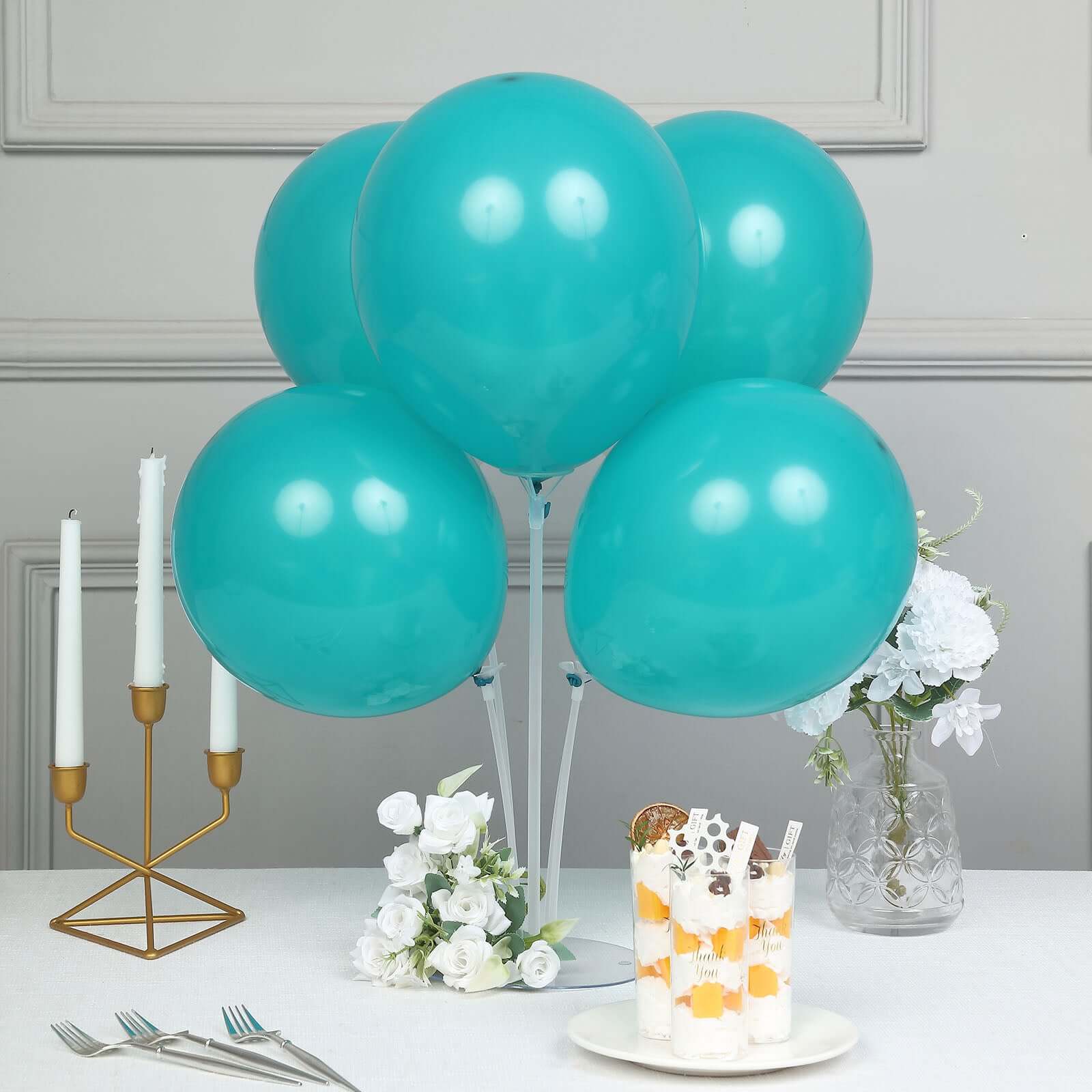 25 Pack 12" Matte Pastel Peacock Teal Helium Air Latex Party Balloons