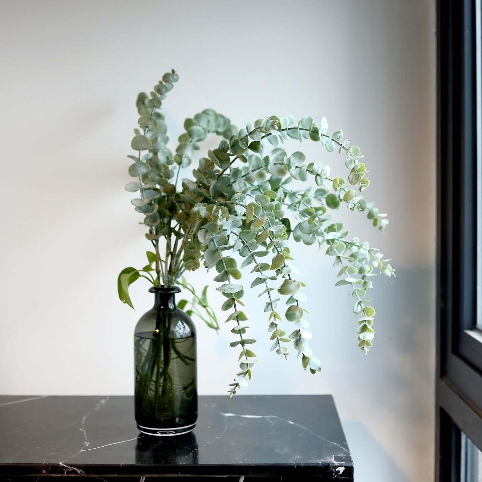 3 Bushes 30" Frosted Green Artificial Eucalyptus Branches Faux Plant