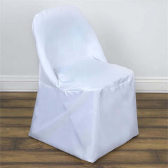 10 Pack Polyester Chair Covers for Folding Chairs White - Wrinkle-Free Stain-Resistant Slip-On Design for Events